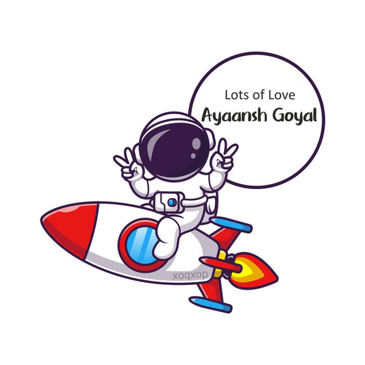 Gift Shape Sticker - Astronaut on Rocket - Peppydots