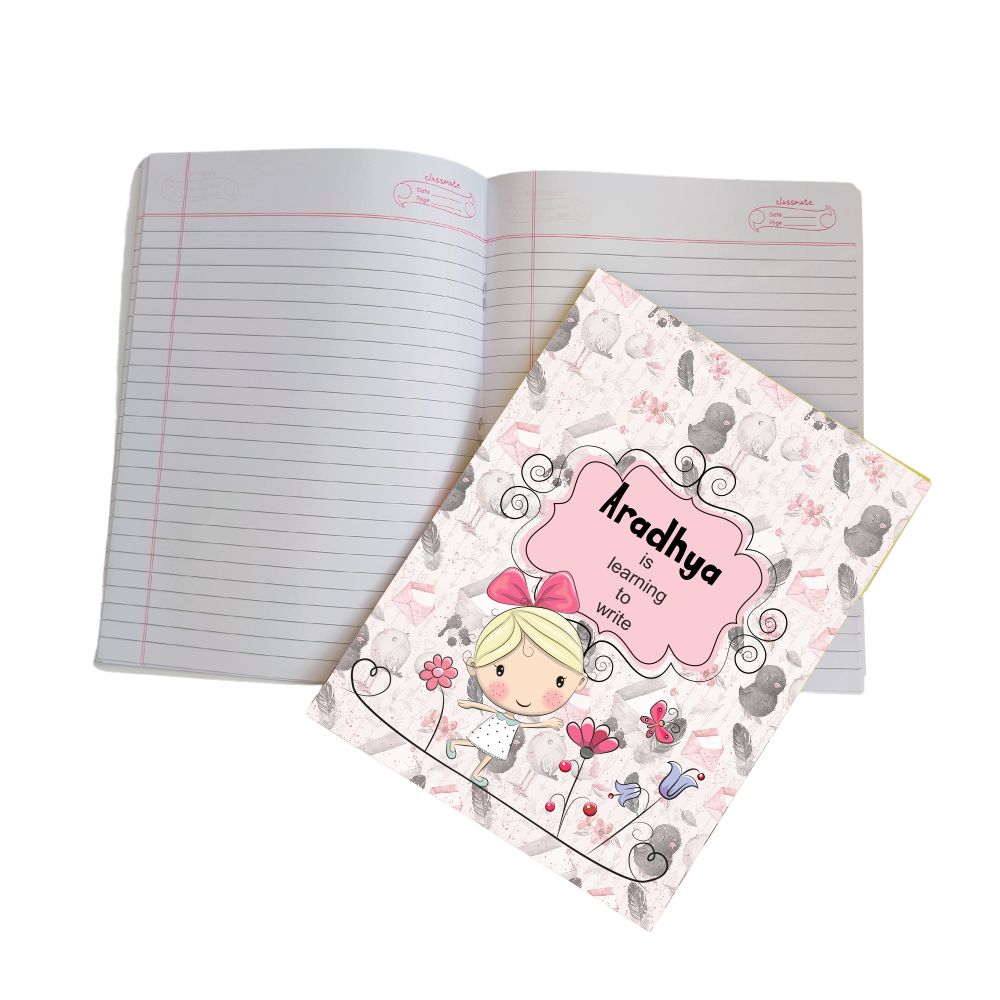 Writing Practice Book Girl with Butterfly - Peppydots