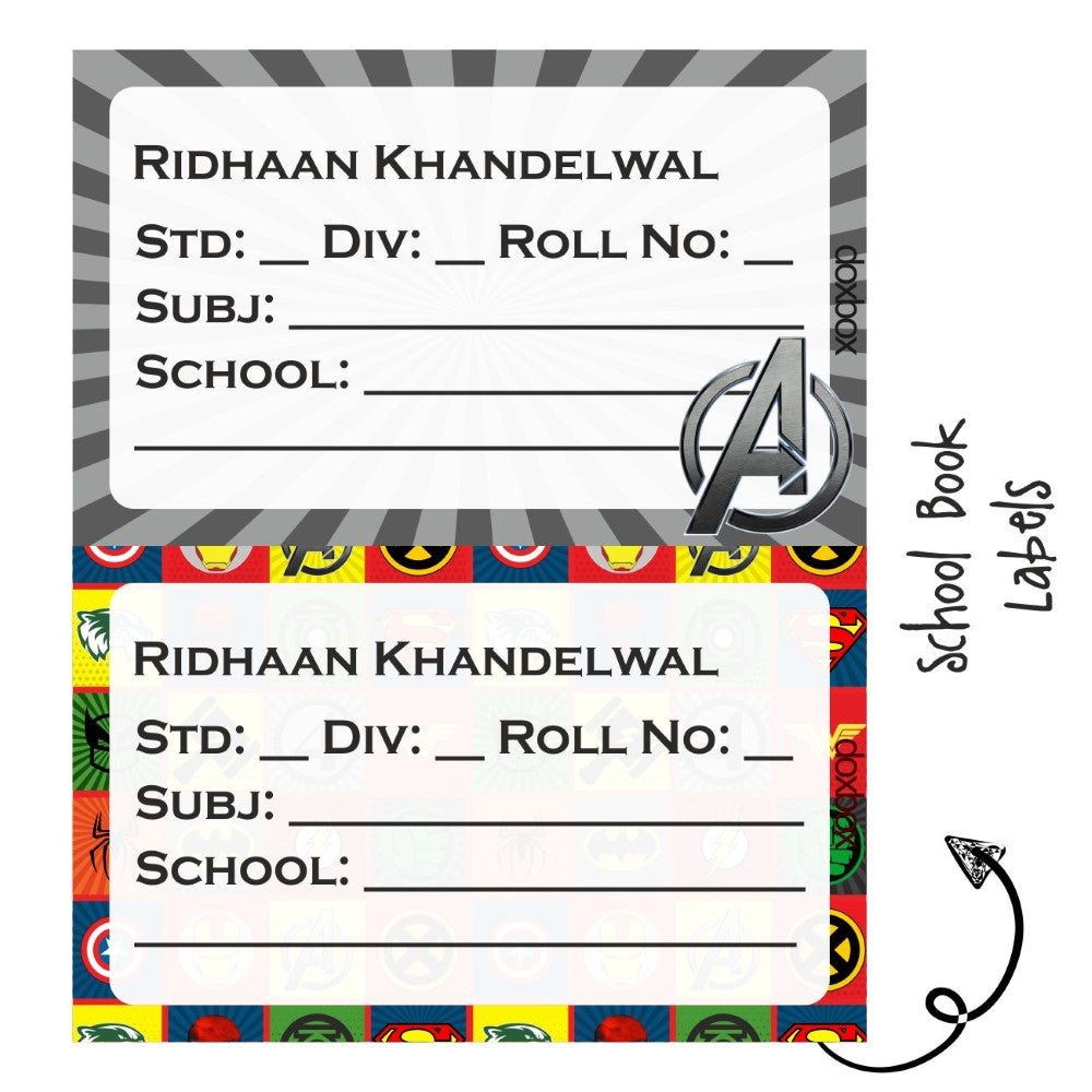School Book Labels - Superhero - Peppydots