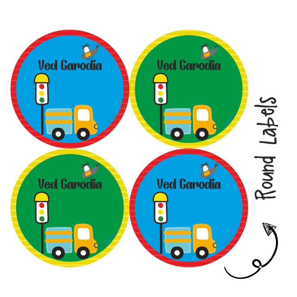 Round water proof label -Transport - Peppydots