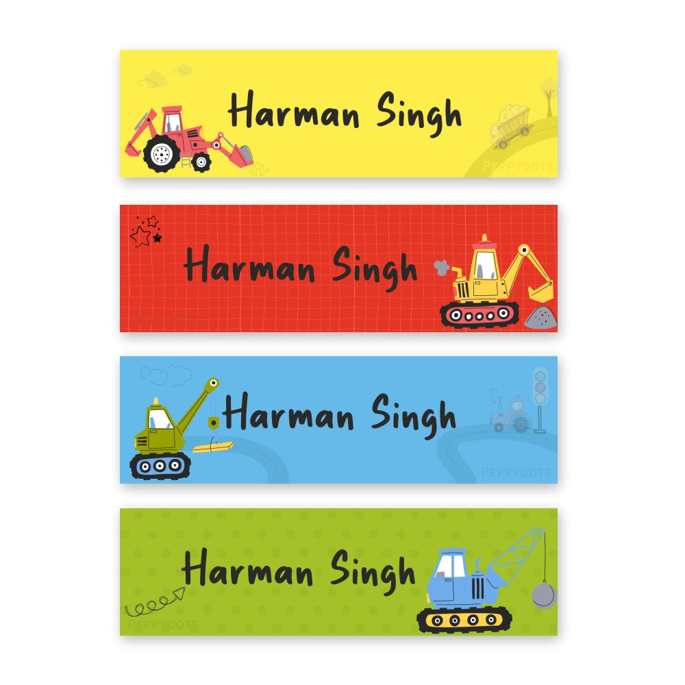 Waterproof Labels - Construction Vehicle Doxbox Store|]Peppydots