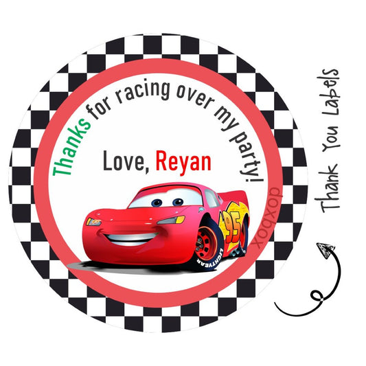 Round thank you label - 95 Car - Peppydots