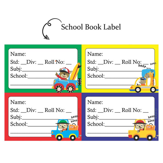 NP SCHOOL BOOK LABEL -Animal Drive Doxbox Store|]Peppydots