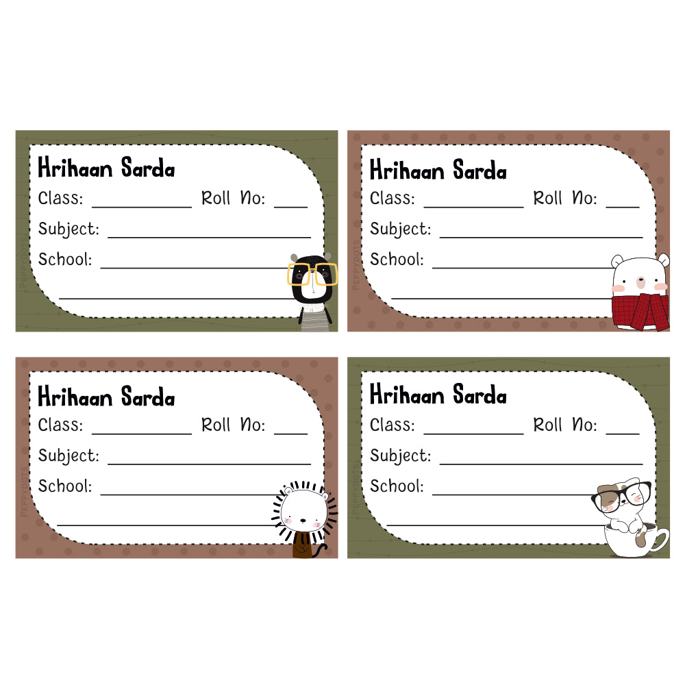 School Book Label - Animal Faces Doxbox Store|]Peppydots