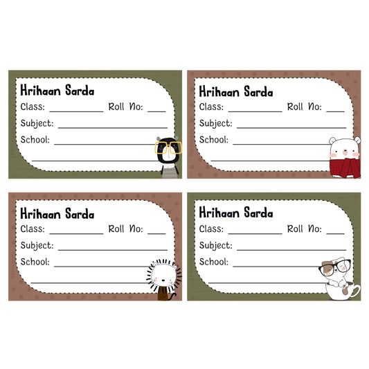 School Book Label - Animal Faces Doxbox Store|]Peppydots