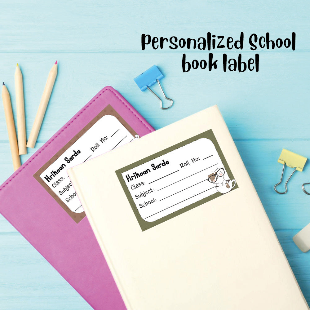Personalized School Book Labels - Animal Faces Peppydots|]Peppydots