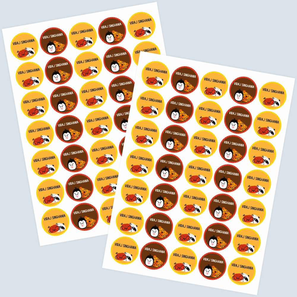 Round Waterproof Labels - Animal Faces Doxbox Store|]Peppydots