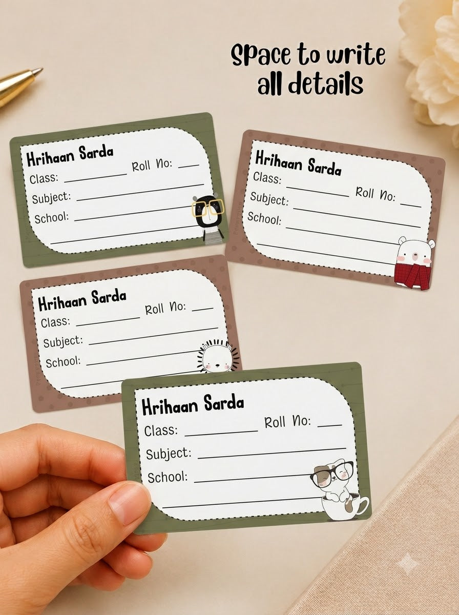 Personalized School Book Labels - Animal Faces Peppydots|]Peppydots