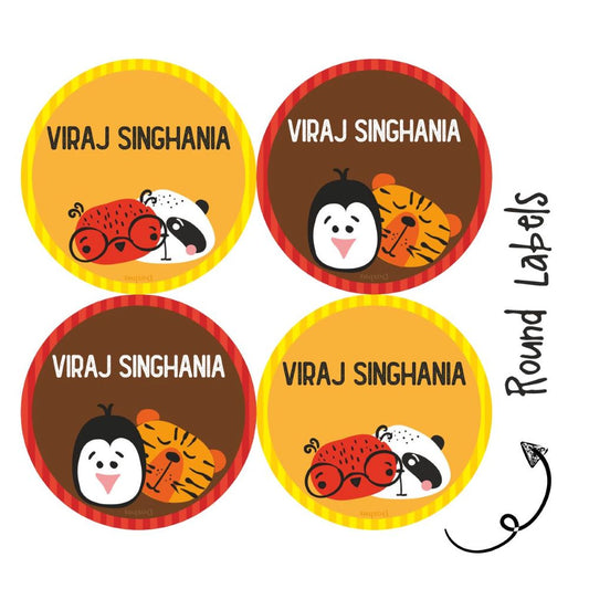 Round Waterproof Labels -Animal Faces Doxbox Store|]Peppydots