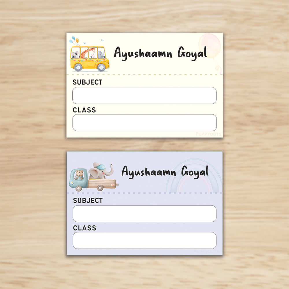 Mini SchoolBook Labels - Animal Faces Peppydots|]Peppydots