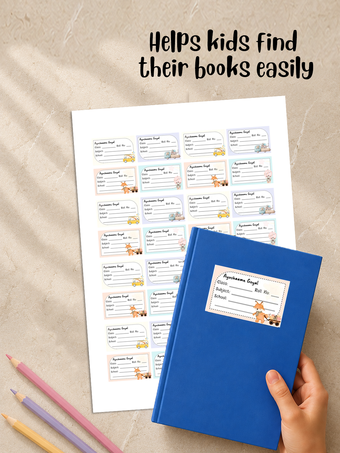 Personalized School Book Labels - Animal Racer Peppydots|]Peppydots