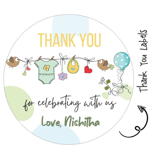 Round thank you label - Baby Bird Doxbox Store|]Peppydots