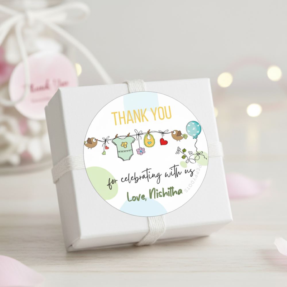 Round thank you label - Baby Bird Doxbox Store|]Peppydots