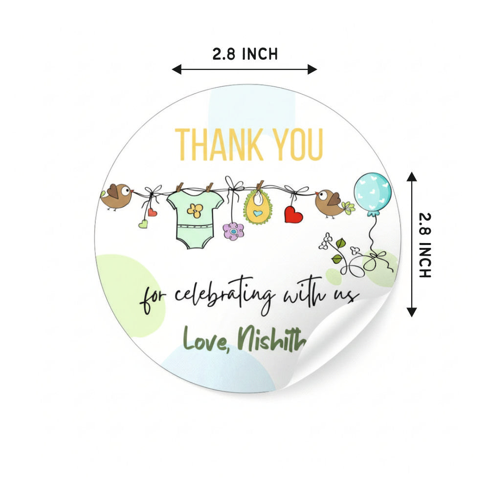 Round thank you label - Baby Bird Doxbox Store|]Peppydots