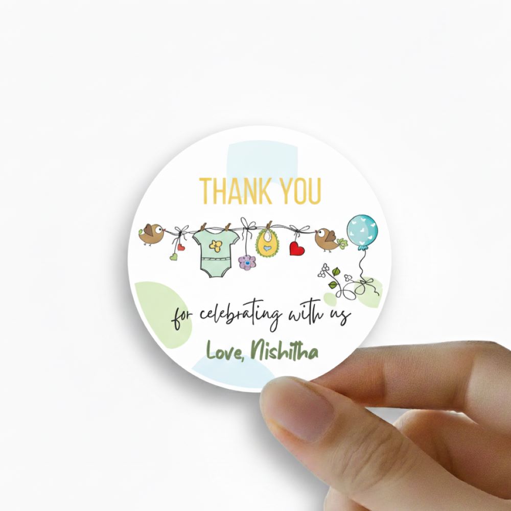 Round thank you label - Baby Bird Doxbox Store|]Peppydots