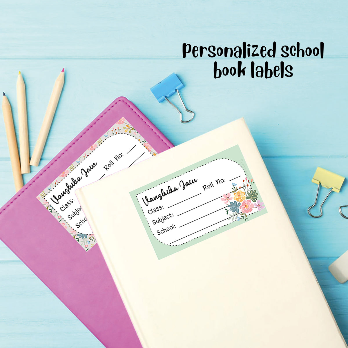 Personalized School Book Labels - Bouquet Peppydots|]Peppydots