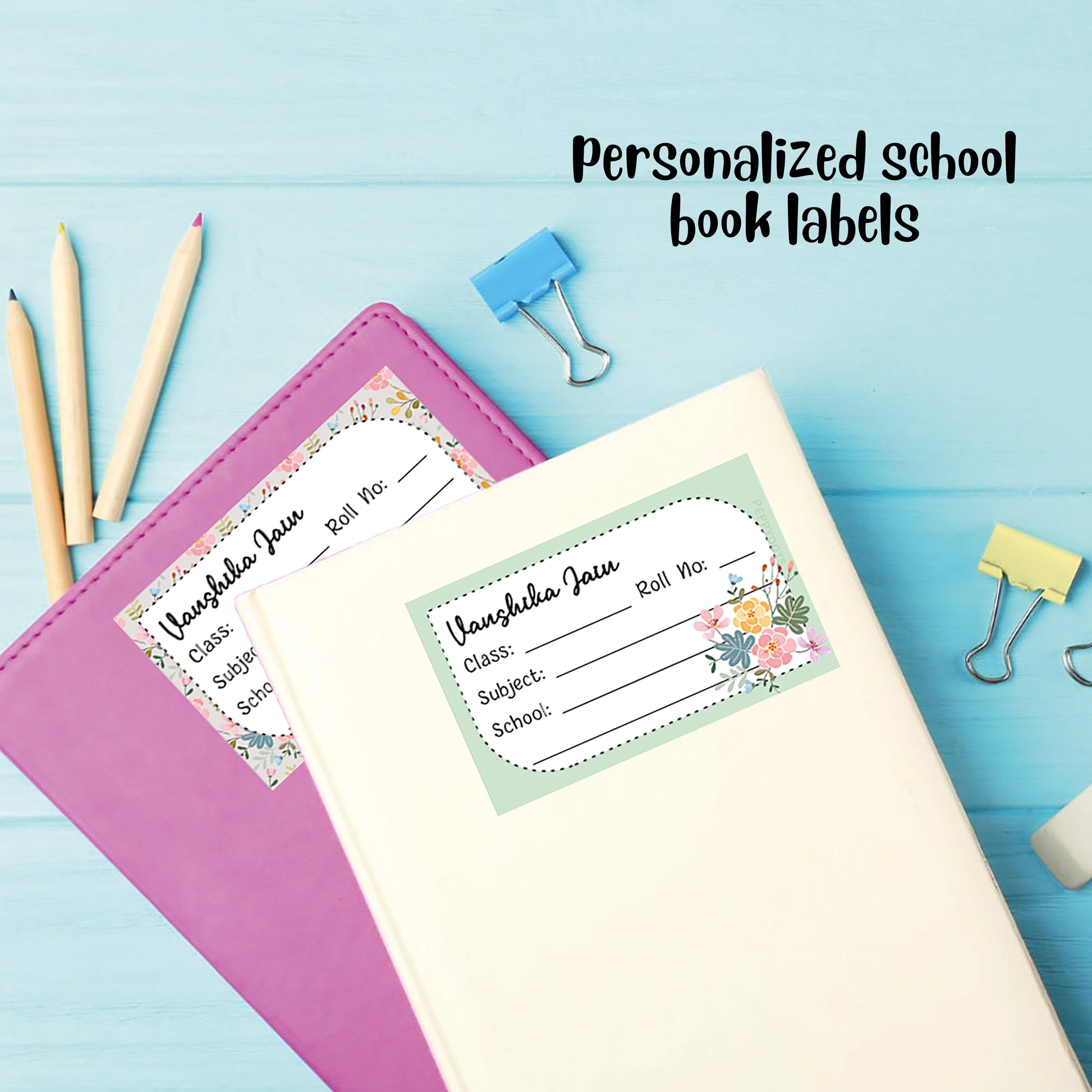 Personalized School Book Labels - Bouquet Peppydots|]Peppydots