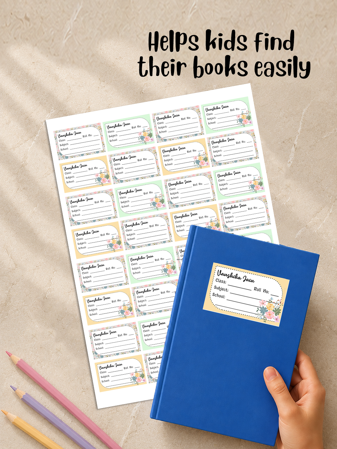 Personalized School Book Labels - Bouquet Peppydots|]Peppydots