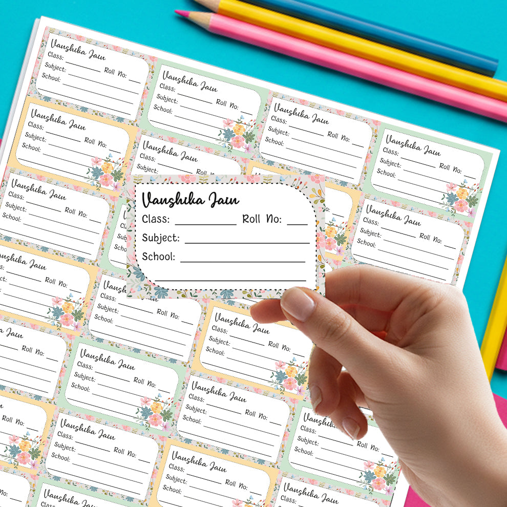 Personalized School Book Labels - Bouquet Peppydots|]Peppydots
