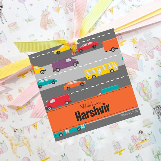 Gift Tag - Car On Road Doxbox Store|]Peppydots