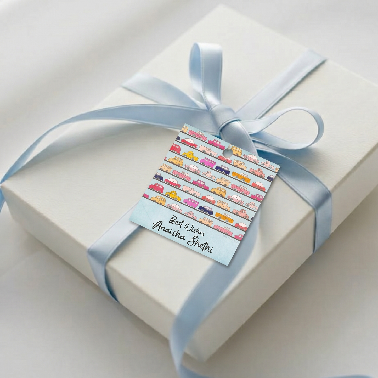 Gift Tag - Car On Road Peppydots|]Peppydots