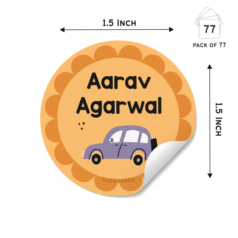 Round Waterproof Labels - Car purple Doxbox Store|]Peppydots