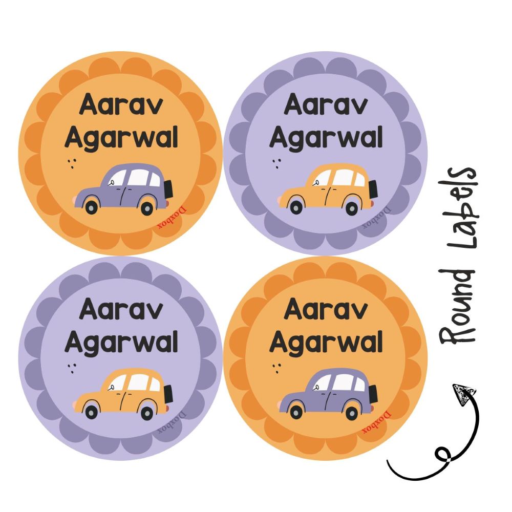 Round water proof label - Car purple - Peppydots