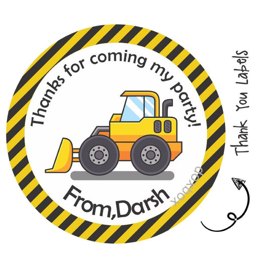 Round thank you label - Construction Vehicles Doxbox Store|]Peppydots