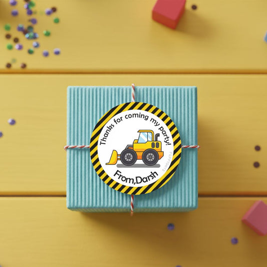 Round thank you label - Construction Vehicles Doxbox Store|]Peppydots