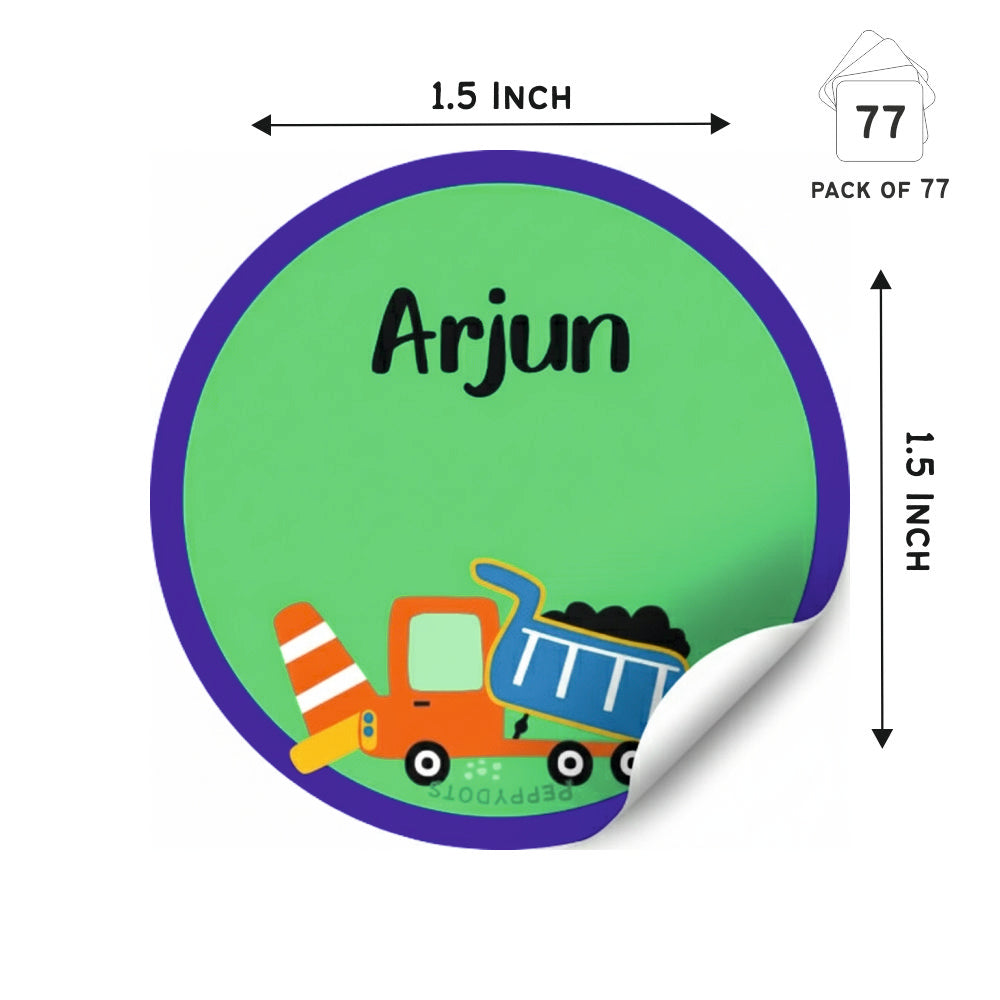 Round Waterproof Labels - Construction vehicles Doxbox Store|]Peppydots