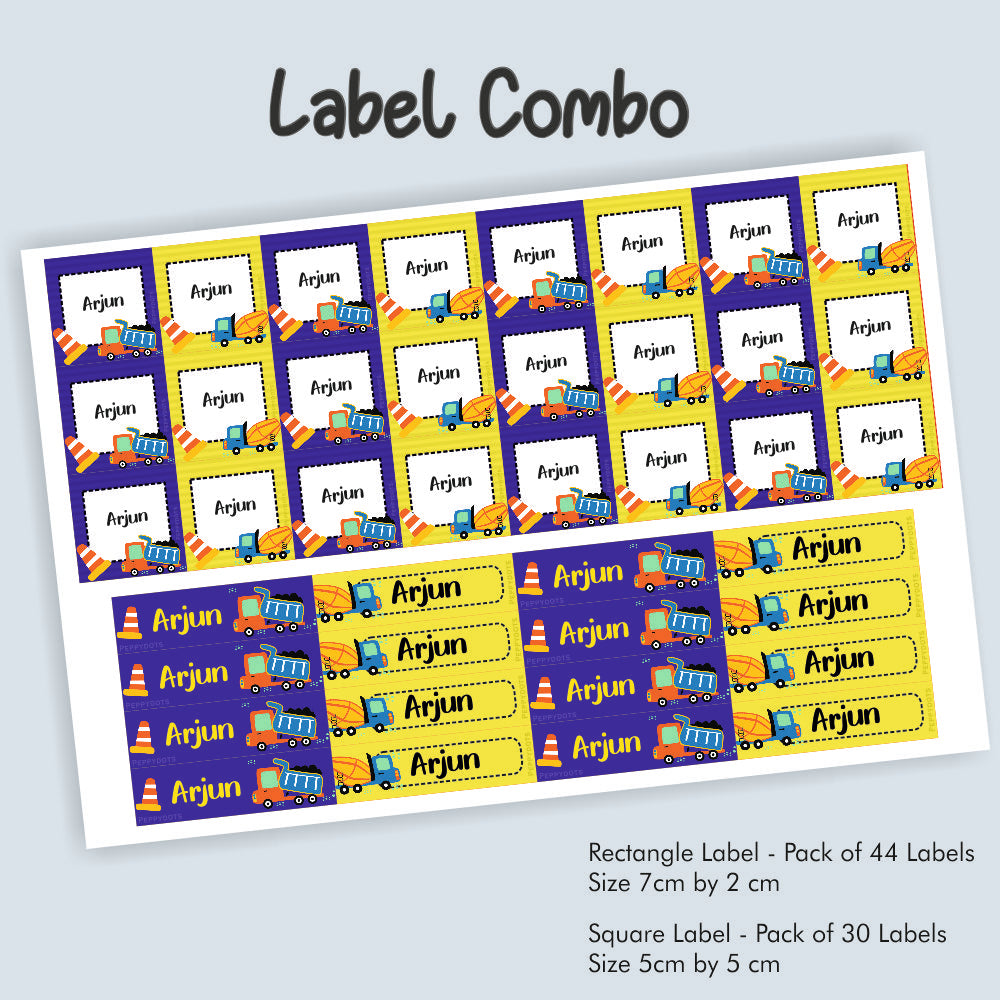 Label Combo - Construction Vehicle Doxbox Store|]Peppydots