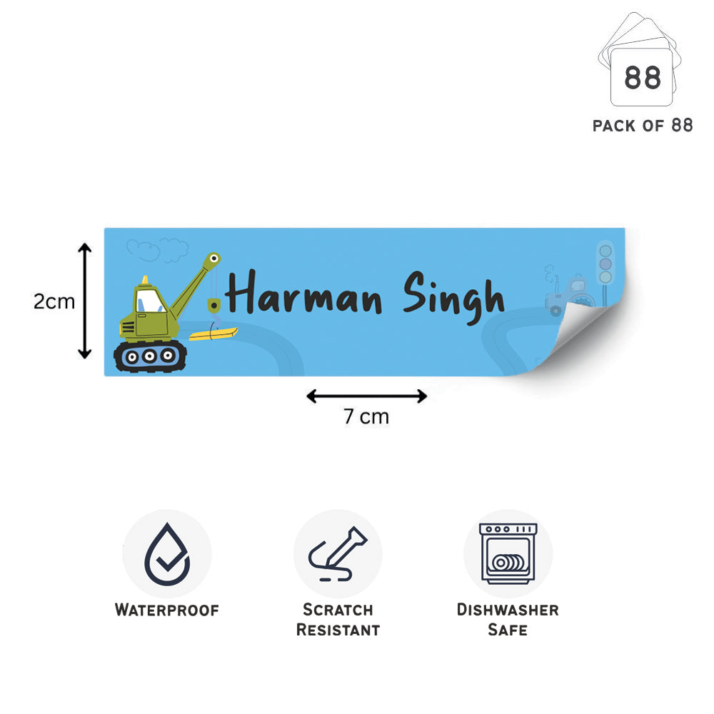 Waterproof Labels - Construction Vehicle Doxbox Store|]Peppydots