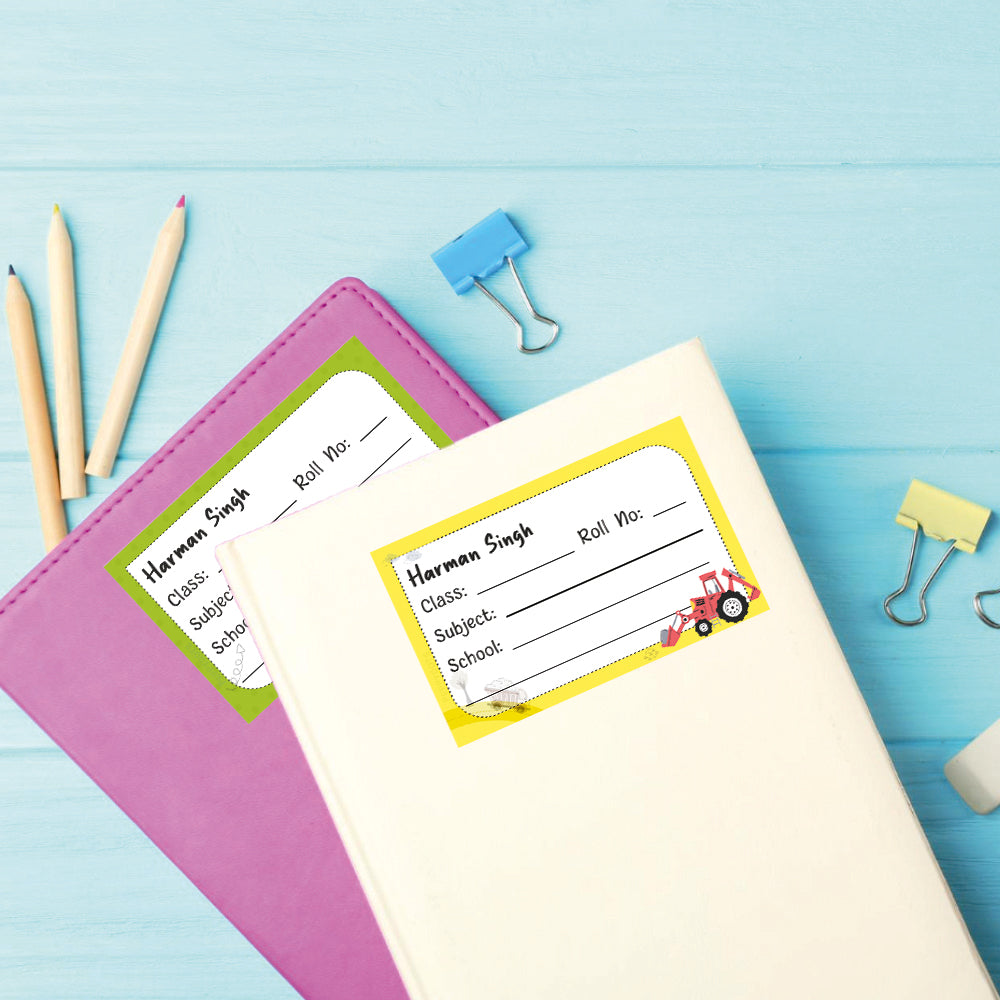 School Book Label - Construction Vehicle Doxbox Store|]Peppydots