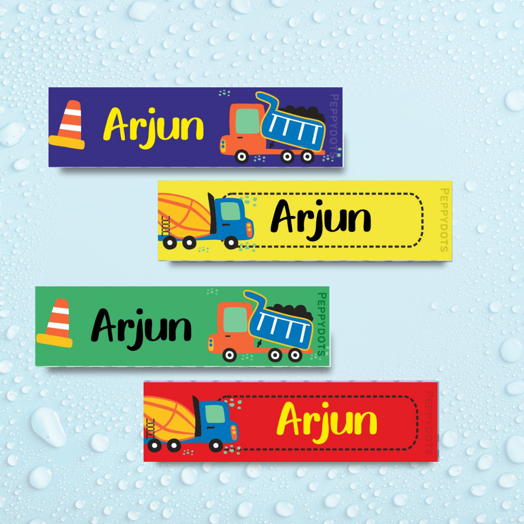 Waterproof Labels - Construction Vehicle Doxbox Store|]Peppydots