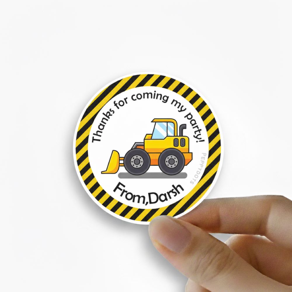 Round thank you label - Construction Vehicles Doxbox Store|]Peppydots