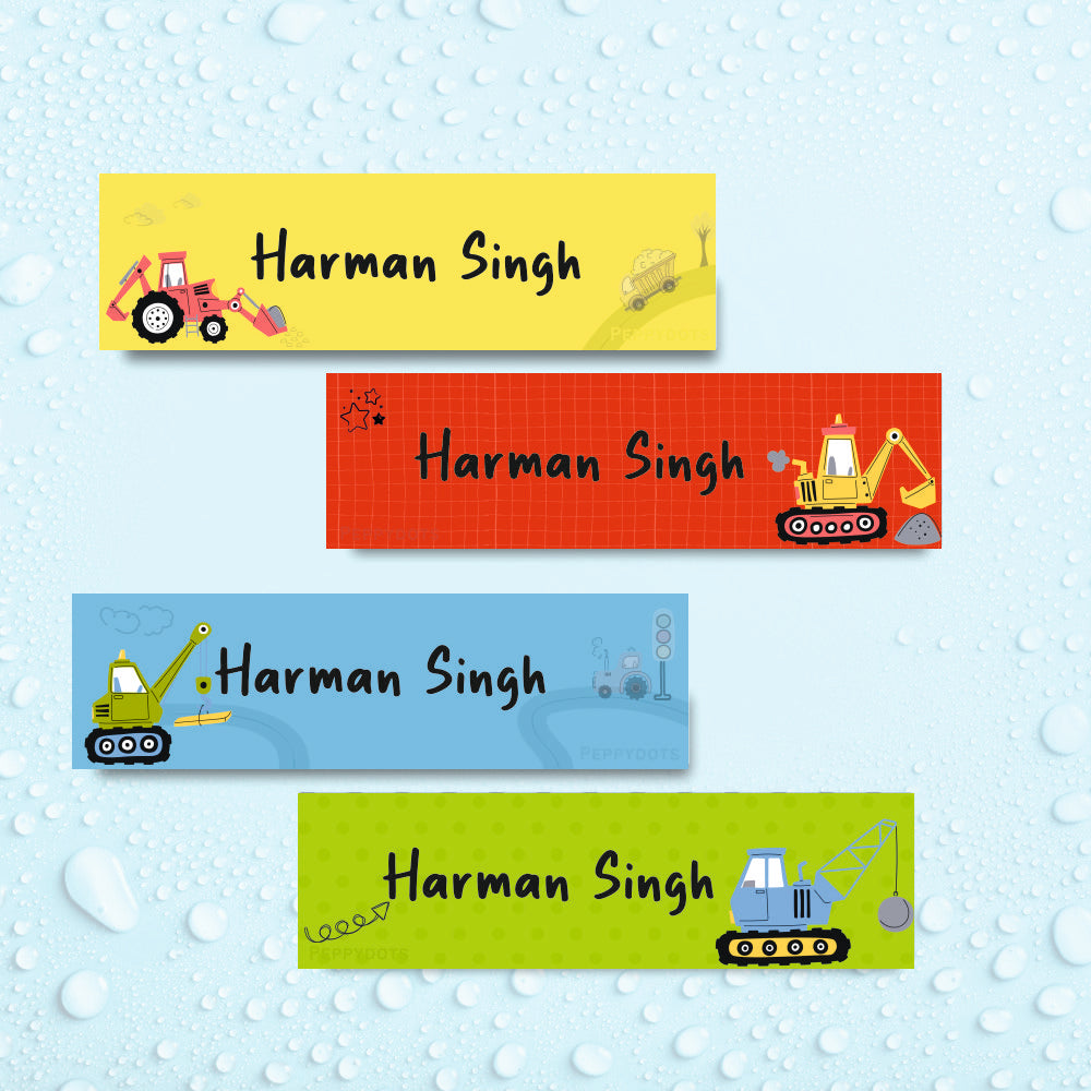 Waterproof Labels - Construction Vehicle Doxbox Store|]Peppydots