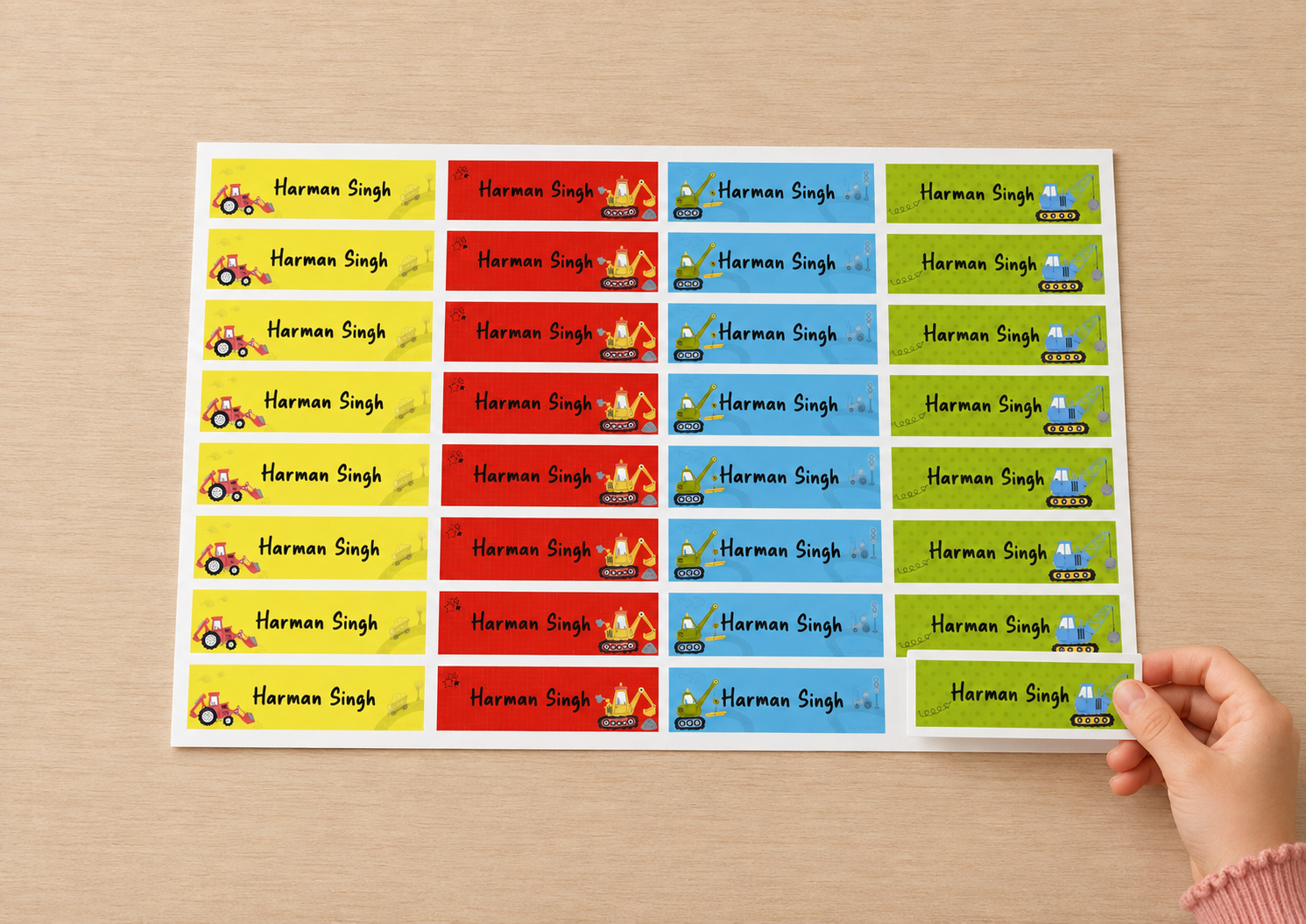 Waterproof Labels - Construction Vehicle Peppydots|]Peppydots