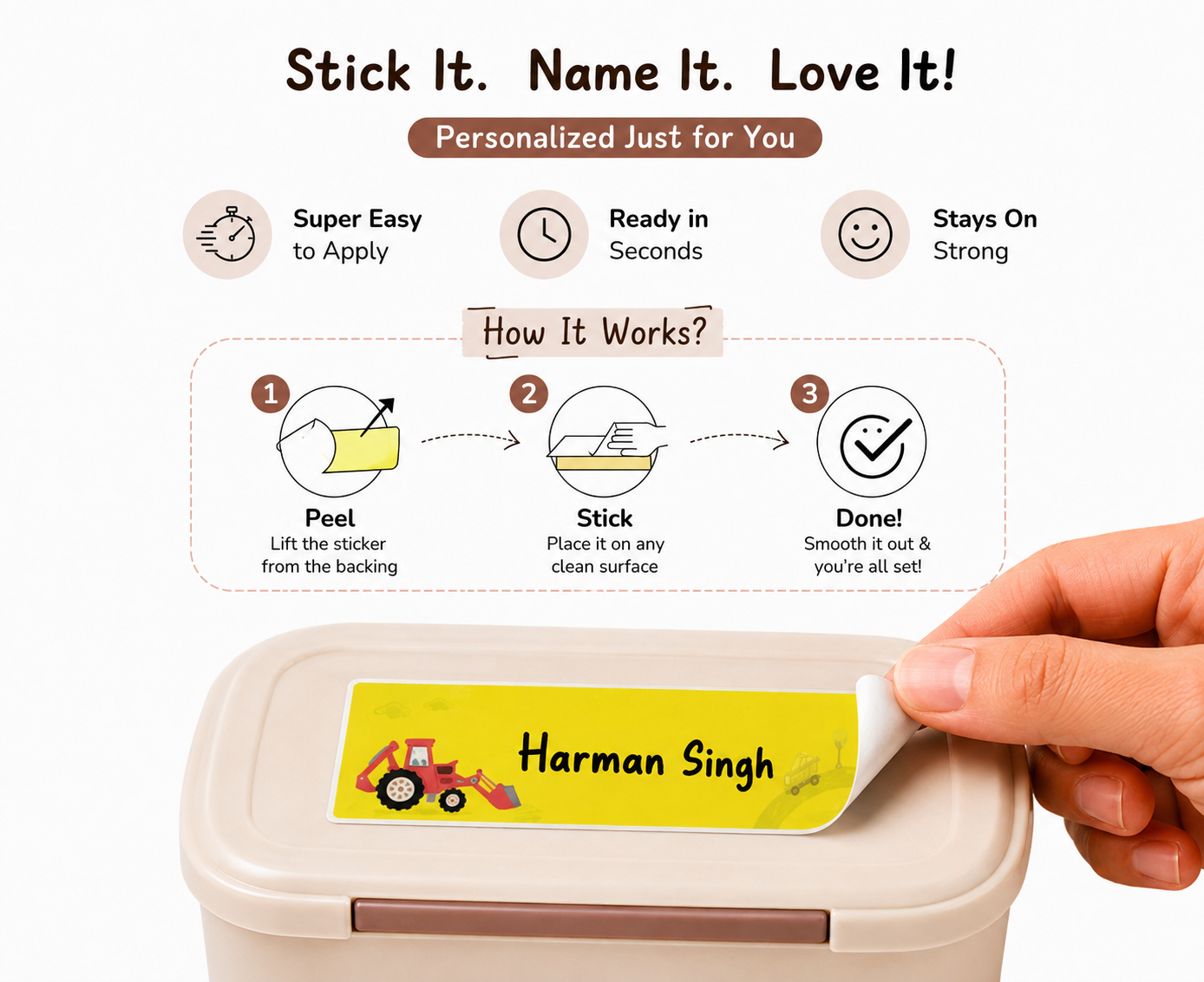 Waterproof Labels - Construction Vehicle Peppydots|]Peppydots