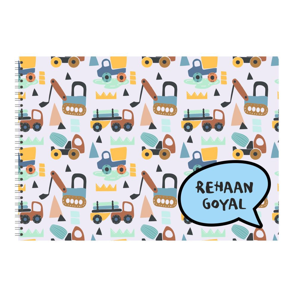 Personalised Sketchbook - Construction Vehicles Doxbox Store|]Peppydots