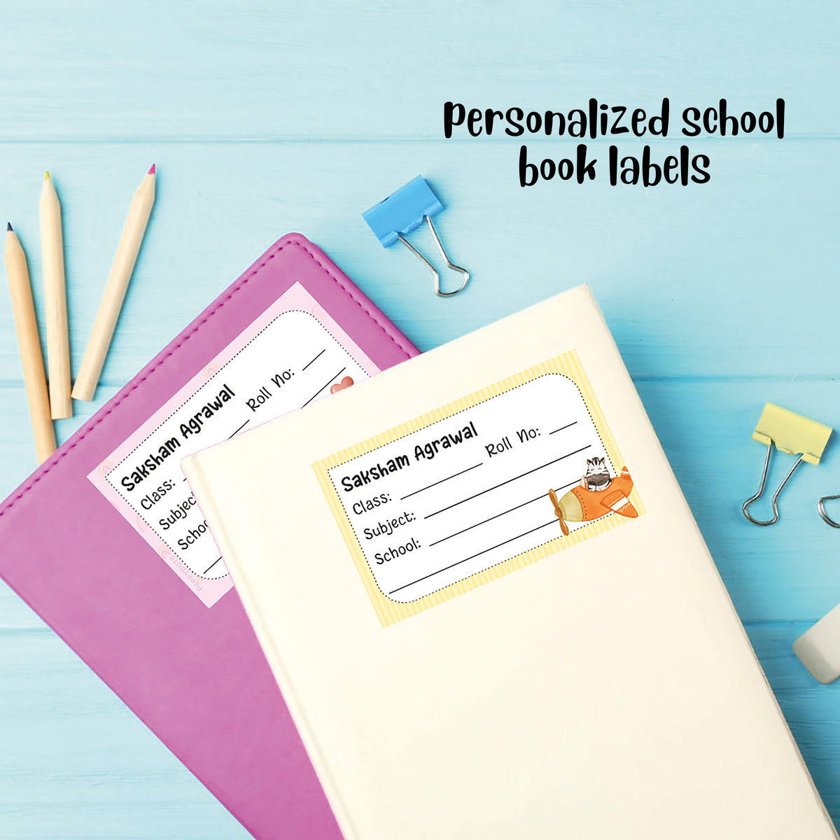 Personalized School Book Labels - Cute Animals Peppydots|]Peppydots