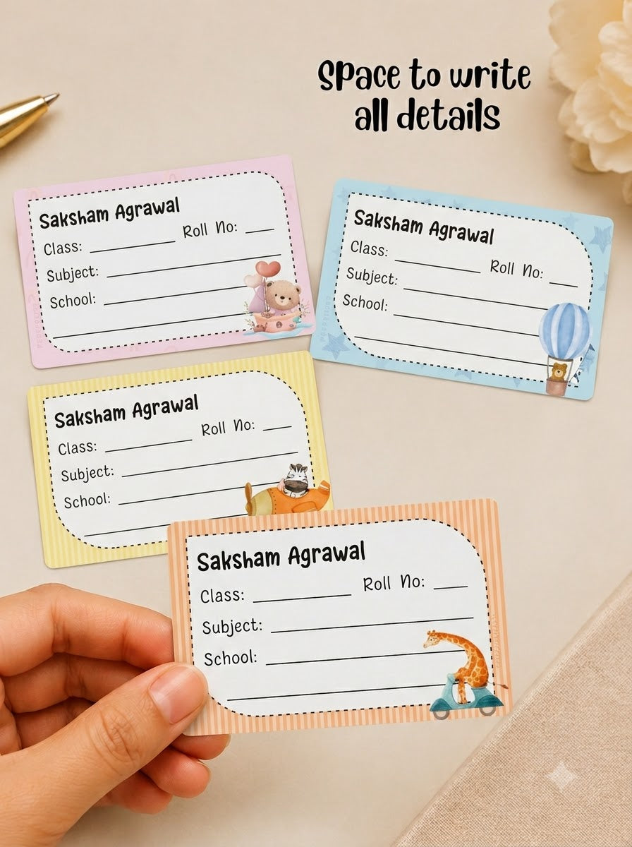 Personalized School Book Labels - Cute Animals Peppydots|]Peppydots