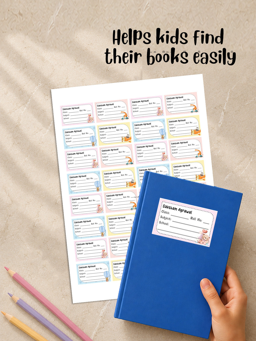 Personalized School Book Labels - Cute Animals Peppydots|]Peppydots