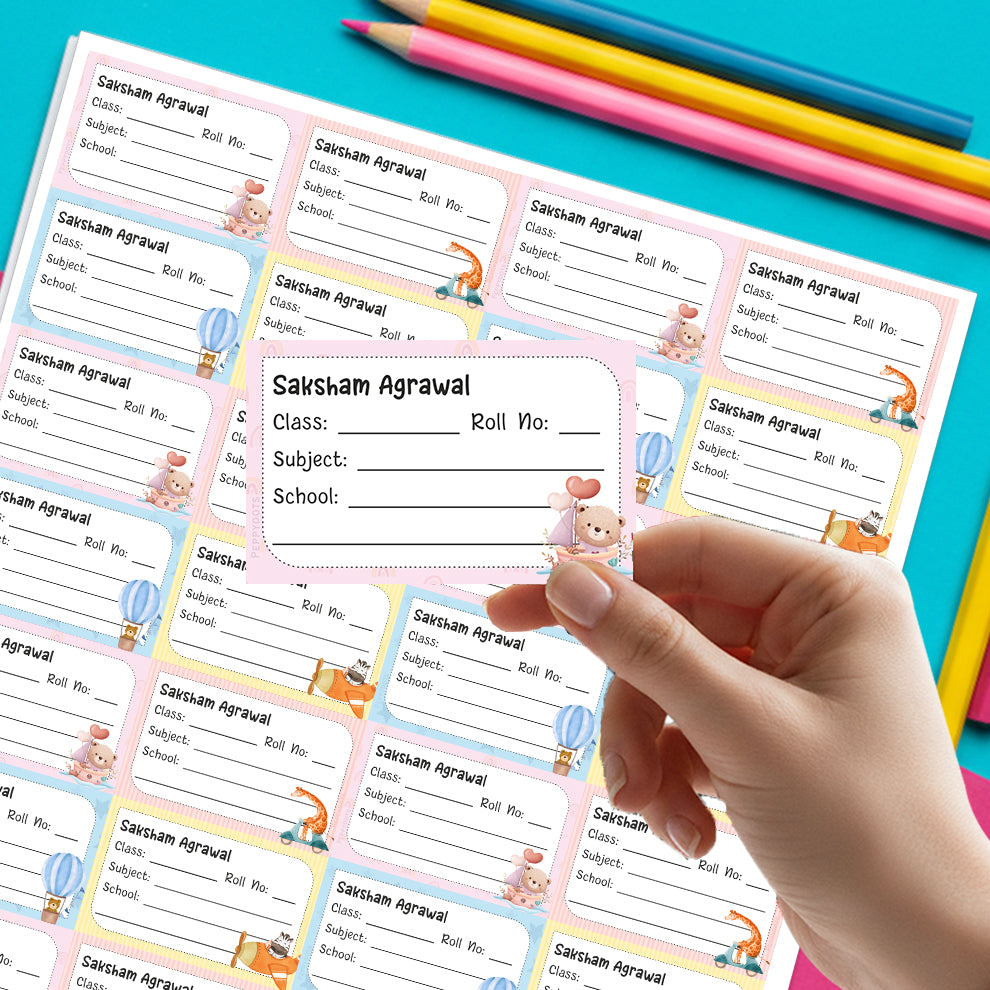 Personalized School Book Labels - Cute Animals Peppydots|]Peppydots
