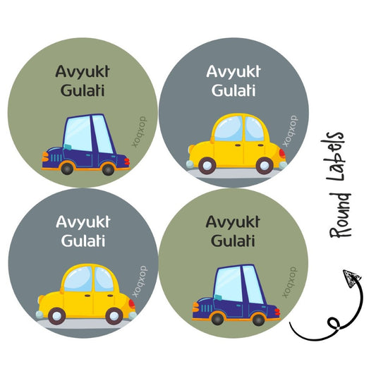 Round water proof label - Cute Car - Peppydots