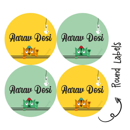 Round Waterproof Labels - Cute cat Doxbox Store|]Peppydots