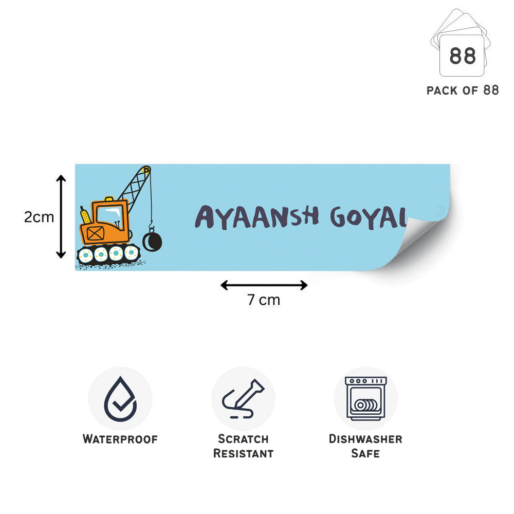 Waterproof Labels - Cute Construction Vehicles Doxbox Store|]Peppydots