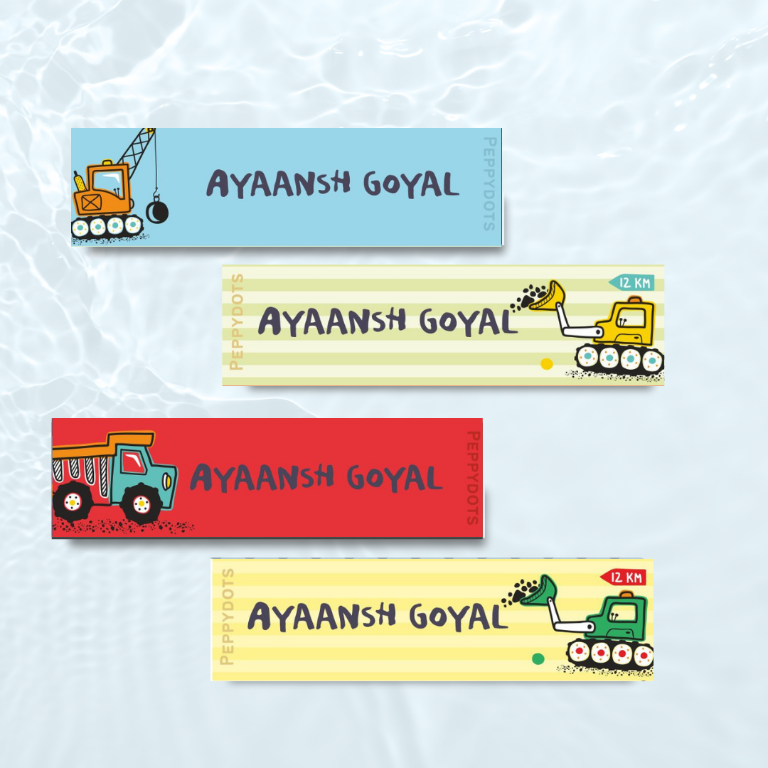 Waterproof Labels - Cute Construction Vehicles Doxbox Store|]Peppydots