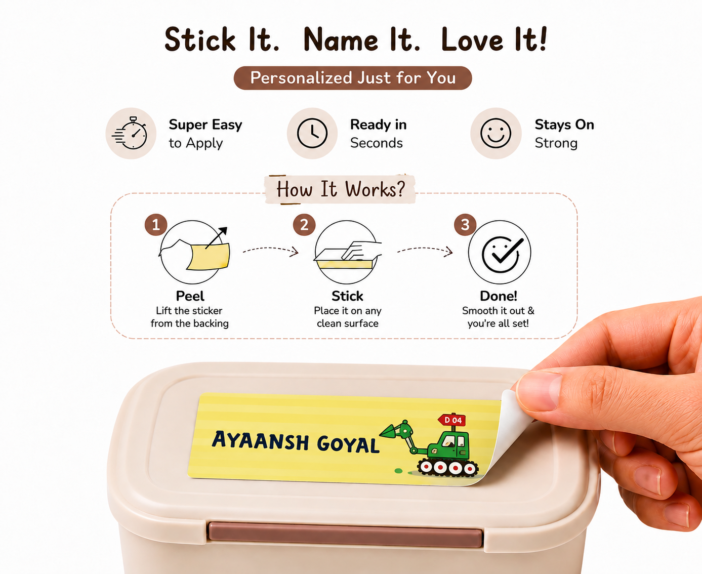 Waterproof Labels - Cute Construction Vehicles Peppydots|]Peppydots