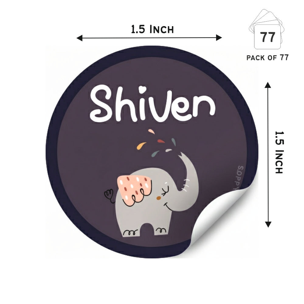 Round Waterproof Labels - Cute Elephant Doxbox Store|]Peppydots