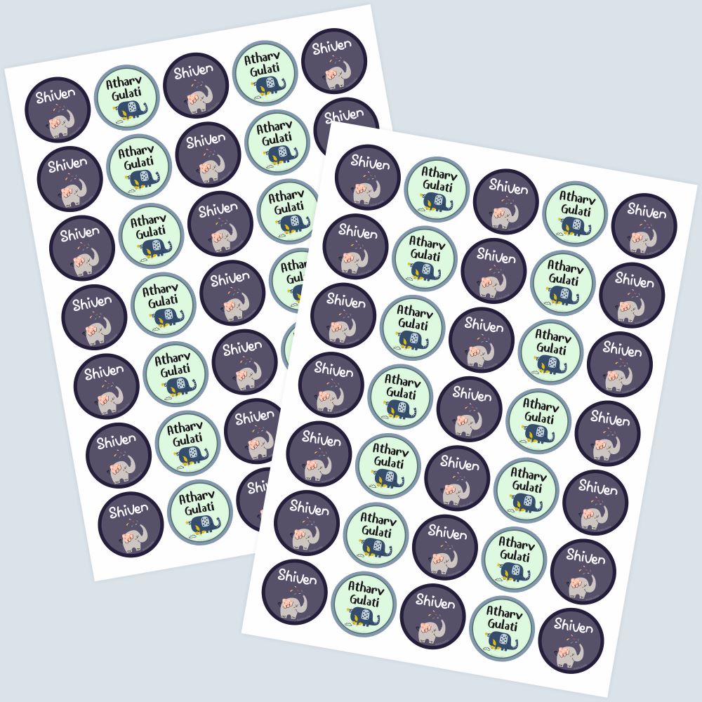 Round Waterproof Labels - Cute Elephant Doxbox Store|]Peppydots
